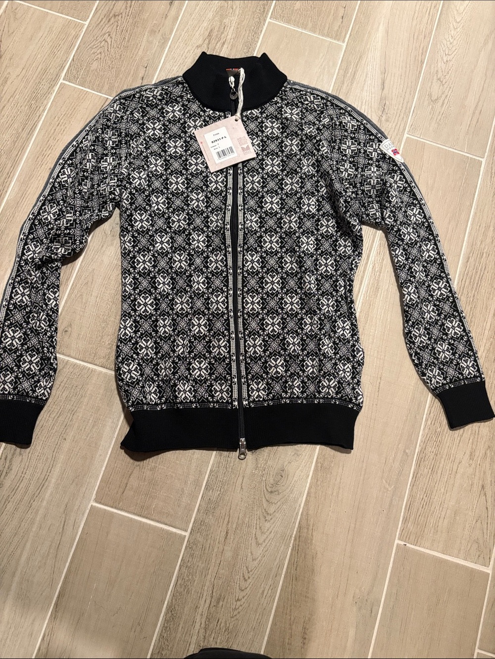 Dale of Norway Frida Black & White Patterned Zip-Up Women’s Sweater NWT